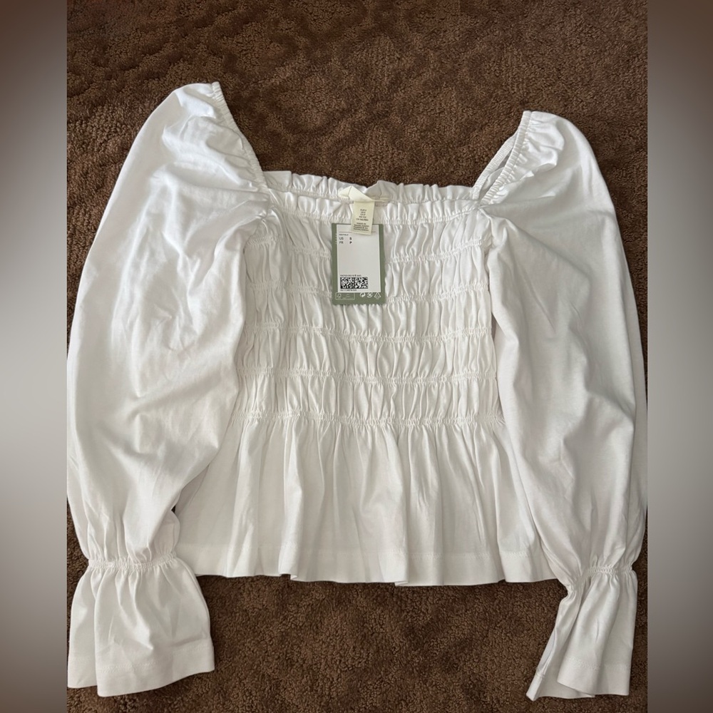 H&M White Smocked Women's Top